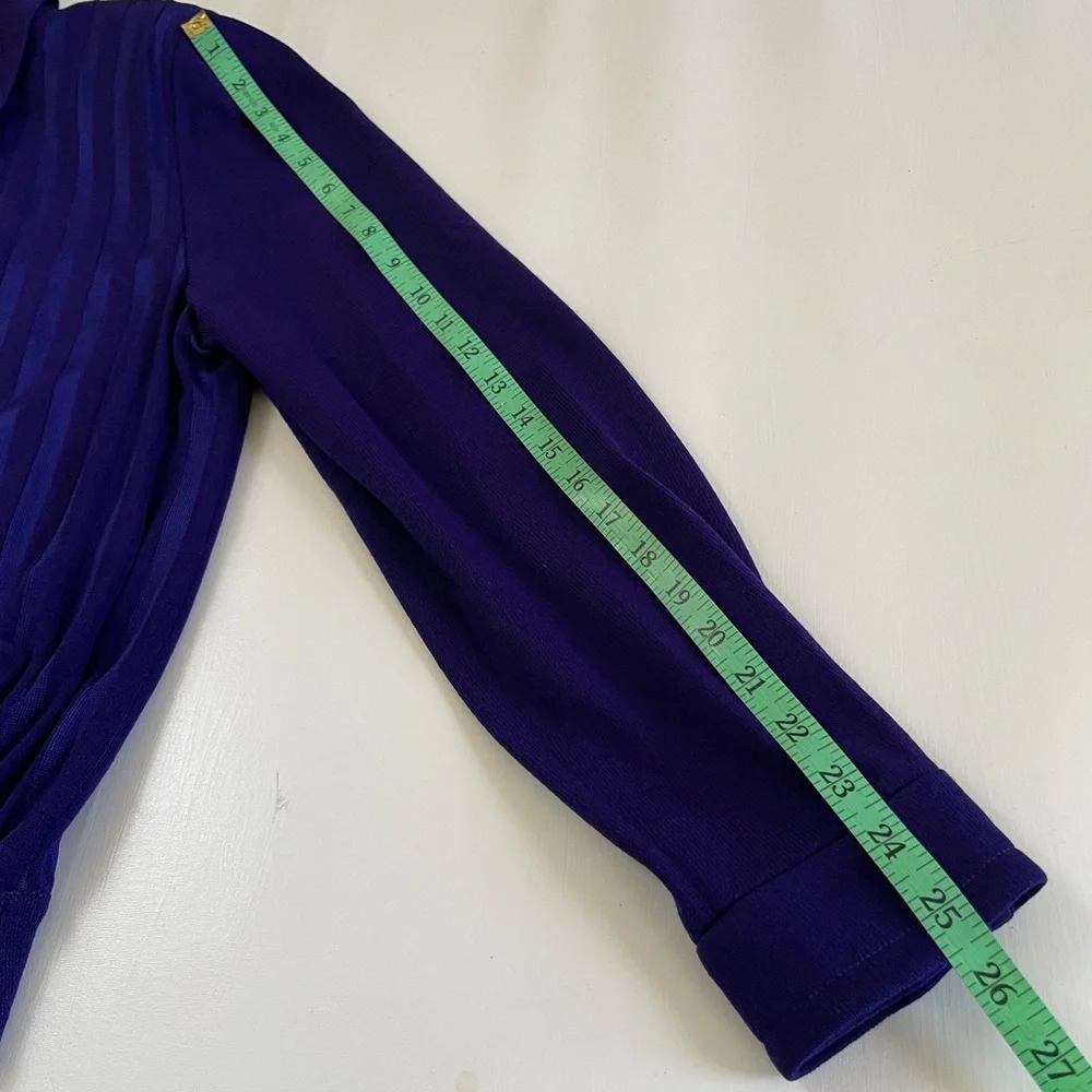 St John Santana Knit Jacket Women Royal Purple Y2K Large Old Money Preppy Logo - Picture 15 of 16
